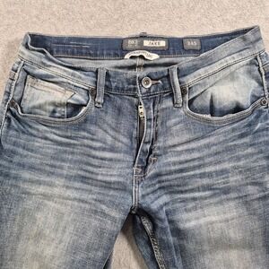 BKE Buckle Jake Jeans Mens 34S (32x29) Blue Straight Stretch Denim